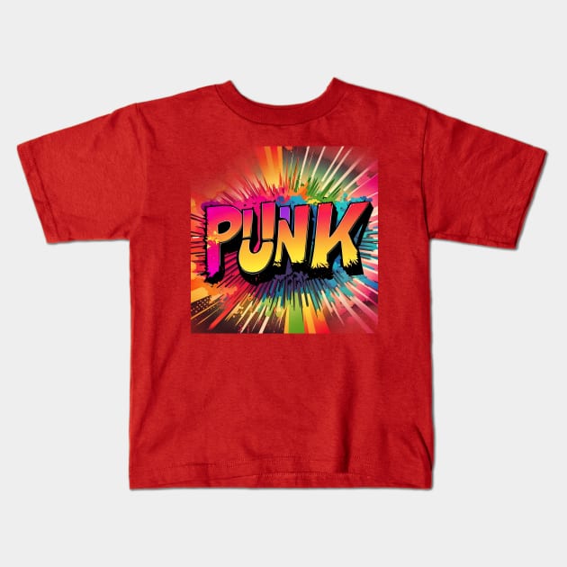 Rebellious Spirit - 'PUNK' Over Edgy Explosion Tee Kids T-Shirt by trubble